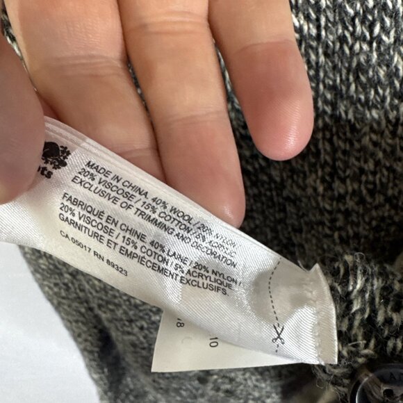 Roots Cabin Shawl Collar Sweater XL Men’s Wool Blend Elbow Patches Gray Red Knit - Picture 7 of 7